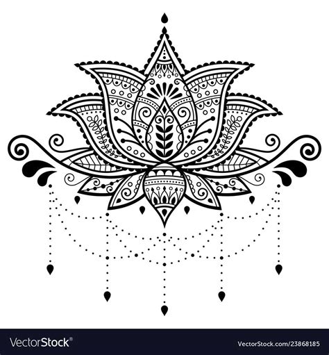 Lotus Flower Design Indian Pattern Royalty Free Vector Image Lotus