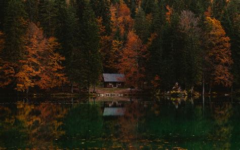 Download Wallpaper 1920x1200 Forest House Autumn Lake Italy