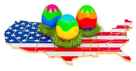 Easter Holiday In The United States Easter Eggs On The American Map