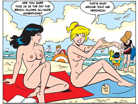 rule 34 2girls archie comics beach betty and veronica betty cooper black hair blonde hair nude