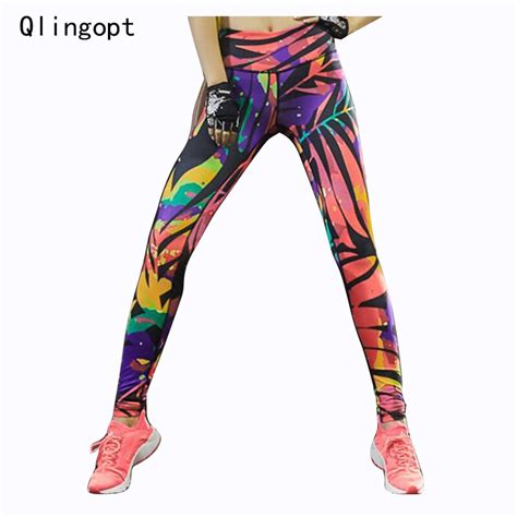 qlingopt women fitness leggings colorful print leggins high waist legging women sporting pants