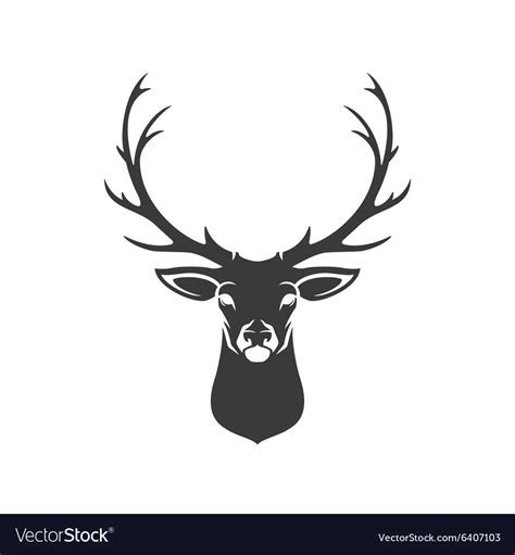 Deer Head Silhouette Isolated On White Background Vector Image