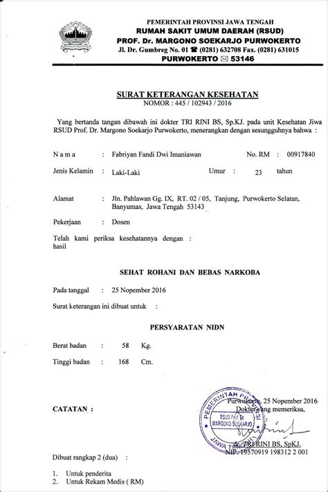 Contoh Format Surat Keterangan Sehat Dari Dokter Tangerang Surat Keterangan Desain Contoh