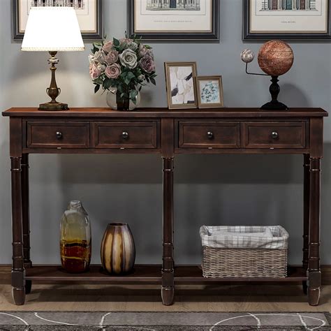 Entryway Table With Solid Wood Legs Console Table With Drawers And Long