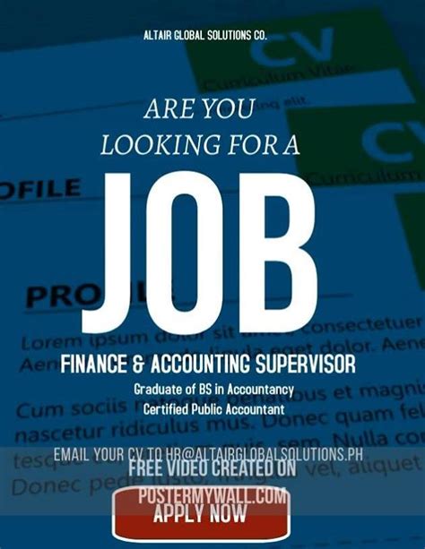 We Are Looking For Finance And Accounting Supervisor Urgent Hiring Finance And Accounting