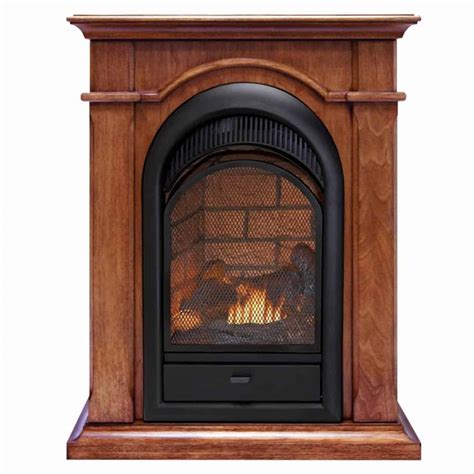 Duluth Forge Dual Fuel Ventless Fireplace With Mantel 15 000 Btu T Stat Apple Spice Finish