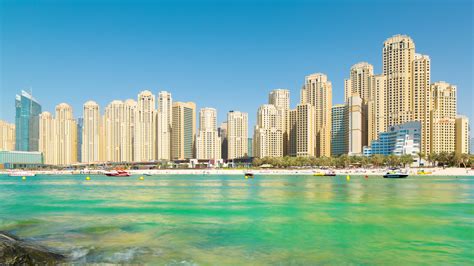 Uae Sunny Day Dubai Marina Jbr Beach Panorama 4k Time Lapse 1289177