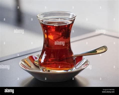 Turkish Tea In Typical Tulip Shaped Glass Stock Photo Alamy