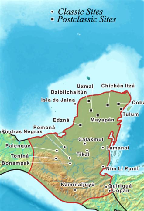 Map Of Mayan Ruins On The Yucatan Peninsula Mayan Ruins Mexico