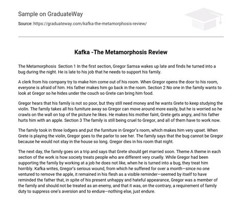 ⇉kafka The Metamorphosis Review Essay Example Graduateway