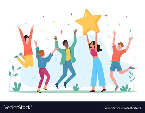 Happy People Celebrate Success Achievement Vector Image