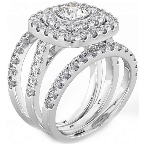 Upcut spiral helps remove material from the groove. 925 Silver Ladies 3 piece Wedding Engagement Round Cut ...