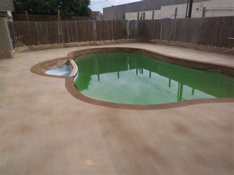 Stain Is Down On This Stained Concrete Pool Deck In Richardson Tx