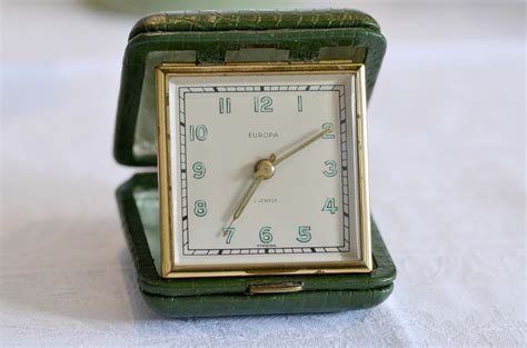 Unusual Europa 2 Jewel Travel Alarm Clock In Working Order Green