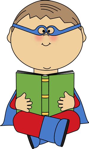 Superhero Reading Boy Superhero Reading A Book Clip Art Boy