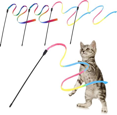Simarro 4 Pcs Cat String Toys Interactive Cat Teaser Wand