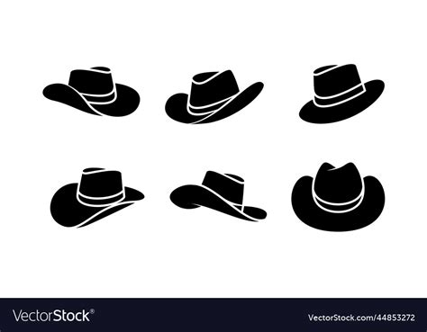 Set Silhouette Cowboy Hat Logo Icon Design Vector Image