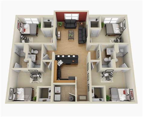 Stylish 1 X 1 Bedroom Apartment Only In 3d House