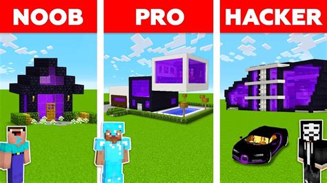 Minecraft Battle Noob Vs Pro Vs Hacker Portal House Build Challenge In Minecraft Animation