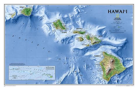 wandkaart hawaii 88 x 58 cm national geographic 9780792250036