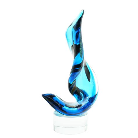 Omg Magazzino Strip To Wind Hellblaue Skulptur Original Murano Glas