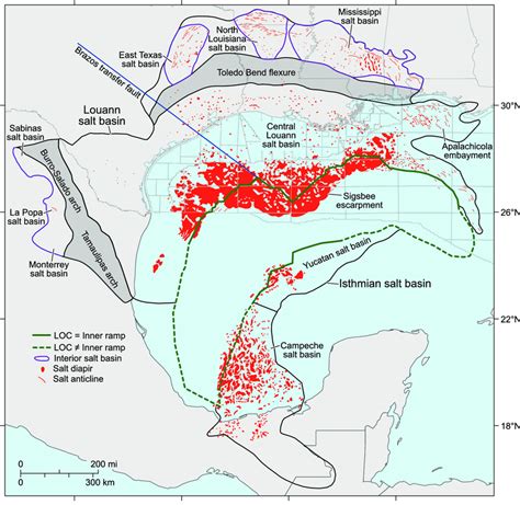 Salt Basins In The Gulf Of Mexico Region Showing Locations Of Salt