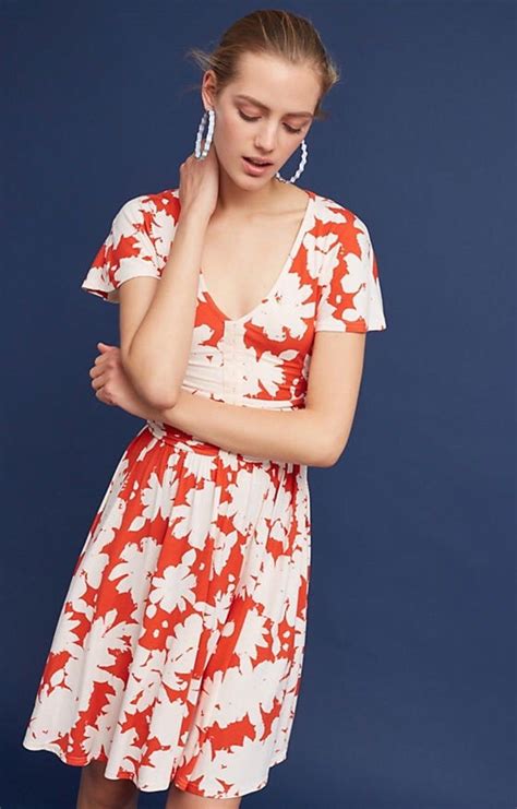 Anthropologie Summer Breeze Dress By Mauve Red Floral Motif Xs Nwt
