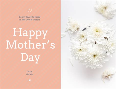 Mothers Day Card Word Template