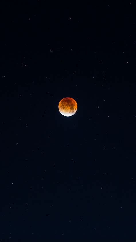 Download Wallpaper 800x1420 Moon Full Moon Red Moon Stars Starry Sky Night Sky Iphone Se