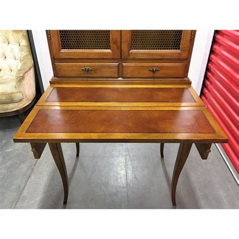 Do your work, pay some bills, write your novel, or whatever you want, but do. Vintage Secretary Desk with Mesh Glass Door Hutch | Chairish