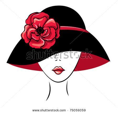 Vector Silhouette Woman Hat Poppy Flower Stock Vector Royalty Free