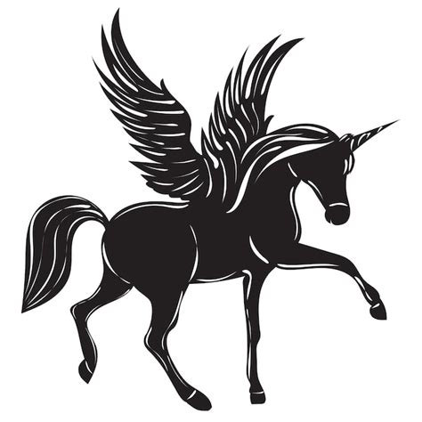 Premium Vector Silhouette Of A Unicorn With Wings On A White