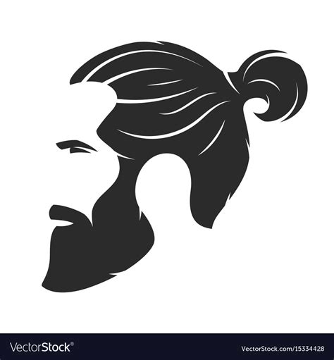 Silhouette Of A Bearded Man Hipster Style Barber Vector Image