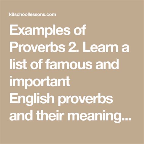 Examples Of Proverbs 2 List Of Proverbs And Meanings Examples Of Proverbs Proverbs List Of
