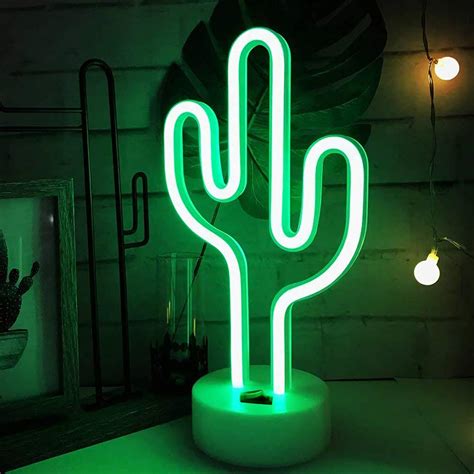 Buy Green Cactus Neon Light Signs Led Cactus Neon Lights Night Lights With Pedestal Room Decor