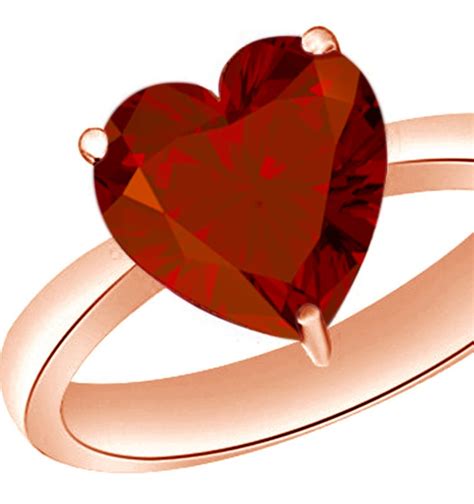 Heart Cut Simulated Red Garnet January Birthstone Solitaire Ring In 14k