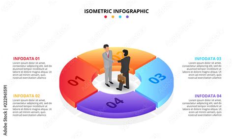 Vector Isometric Infographic With Businessman Handshake Template For