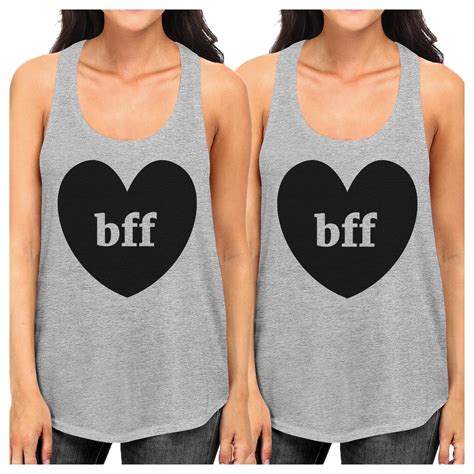 365 Printing Bff Hearts Cute Womens Matching Tees Sleeveless Best Friends Ts