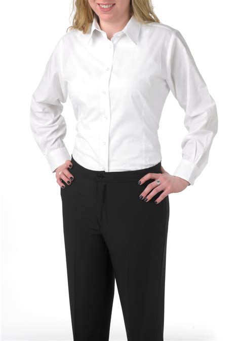 Womens White Long Sleeve Form Fitted Dress Shirt 99tux