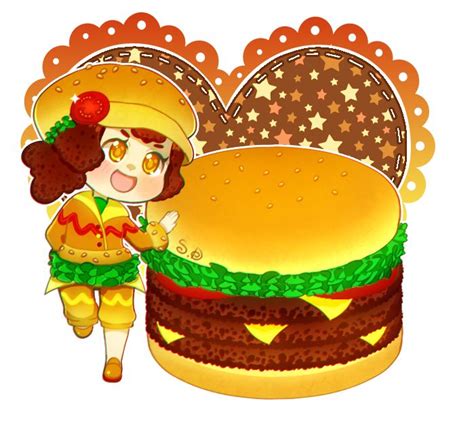 Burgirl By Vocaloid Mirai Cute Food Drawings Cute Anime Chibi