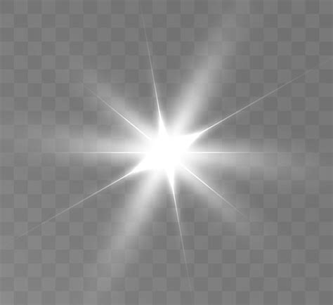 흰색 빛나는 빛은 투명한 배경에서 폭발합니다 밝은 별 투명하고 밝은 태양 프리미엄 벡터