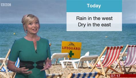 Bbc Weather Carol Kirkwood Teases Hint Of Cleavage In Tight Frock Tv And Radio Showbiz And Tv