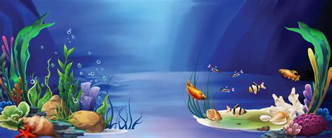 Cartoon Wind Travel Underwater World Ocean Park Poster Background