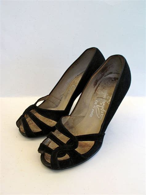 Vintage 1940s Suede Black Shoes Etsy Australia Black Suede Shoes