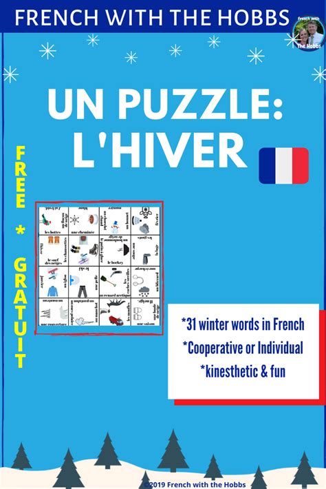 FREE Winter Puzzle in French | Winter words, World language classroom ...