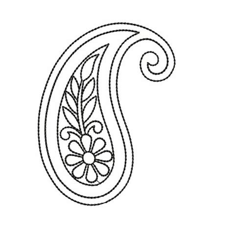 Outline Paisley Embroidery Design Paisley Embroidery Hand Embroidery