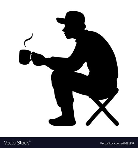 Man Sitting And Drinking Hot Coffee Royalty Free Vector