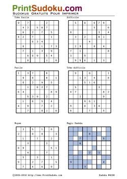 Facile, moyen, difficile, expert et démoniaque. PDF Gratuits: Livres gratuits de Sudoku tous niveaux (PDF ...