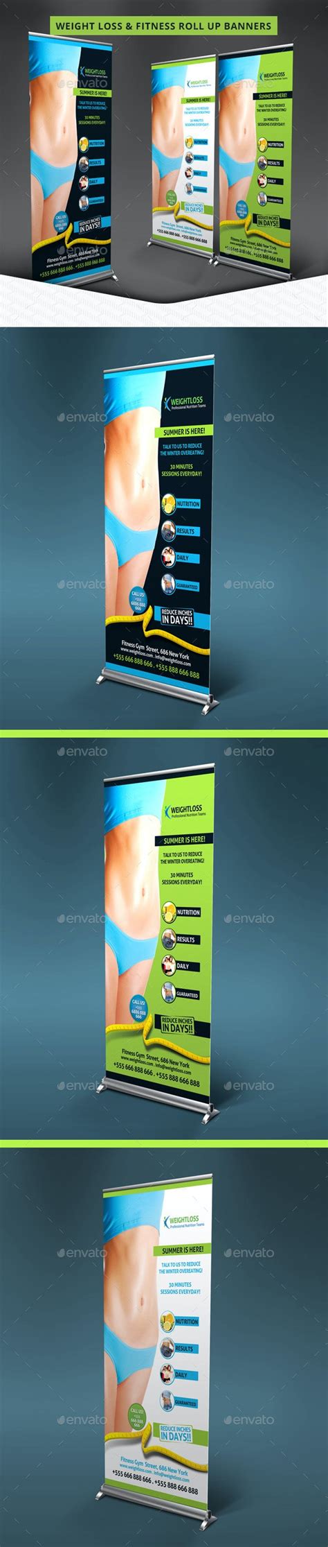 Weight Loss And Fitness Roll Up Banners By Hollymolly Graphicriver