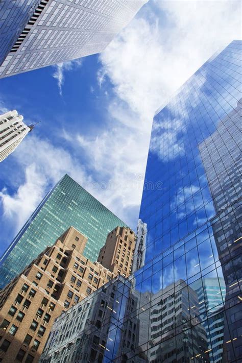 Skyscrapers With Clouds Reflection Stock Image Image Of High